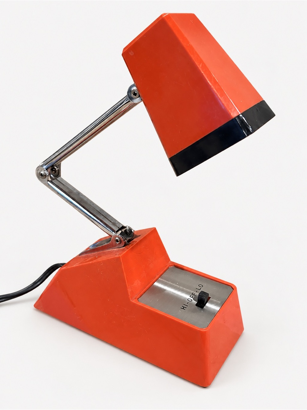 Vintage Orange Folding Desk Lamp Adjustable Chrome Arm Space Age Retro Working